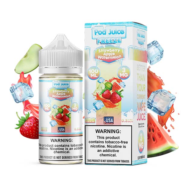 Strawberry Apple Watermelon Freeze by Pod Juice TFN Series 100mL with Packaging