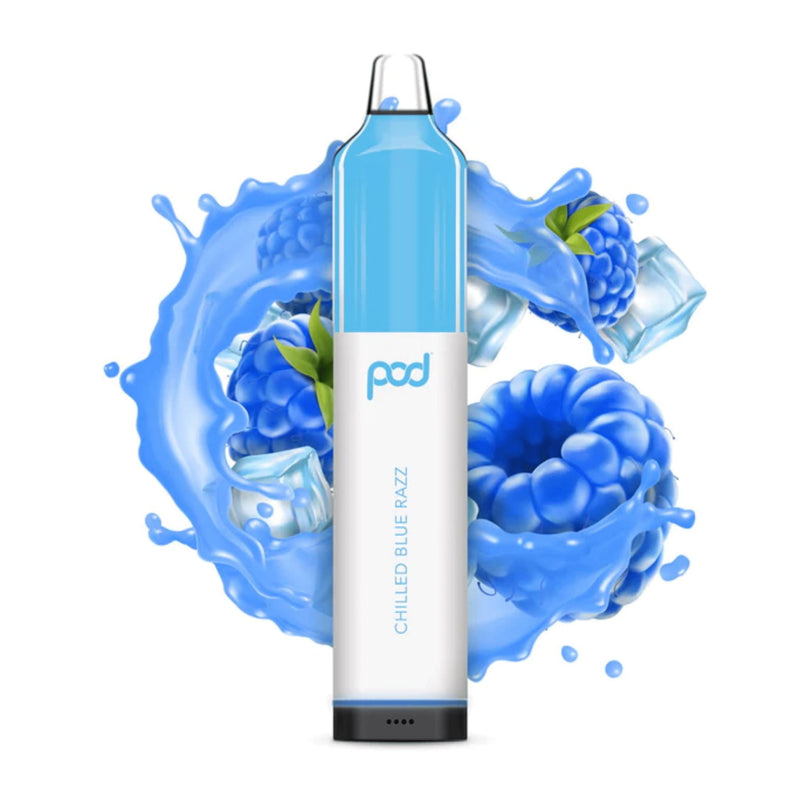 Pod Mesh 5500 Disposable | 5500 Puffs | 12mL - Chilled Blue Razz with background