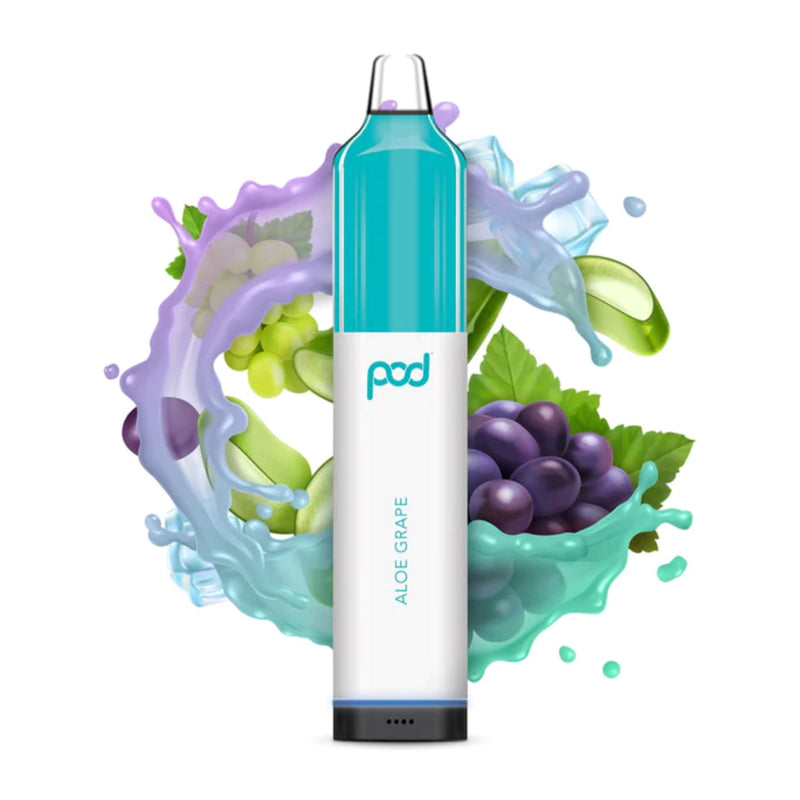 Pod Mesh 5500 Disposable | 5500 Puffs | 12mL - Aloe Grape with background