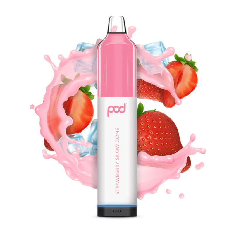 Pod Mesh 5500 Disposable | 5500 Puffs | 12mL - Strawberry Snow Cone with background