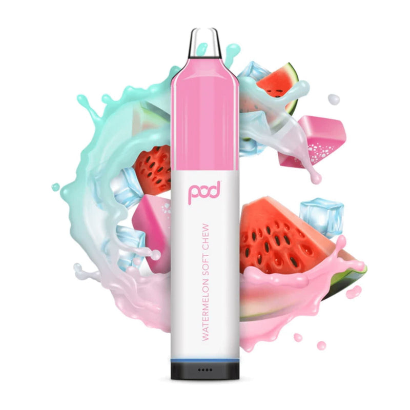 Pod Mesh 5500 Disposable | 5500 Puffs | 12mL - Watermelon Soft Chew with background