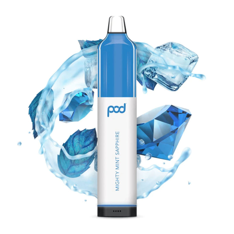 Pod Mesh 5500 Disposable | 5500 Puffs | 12mL - Mighty Mint Sapphire with background