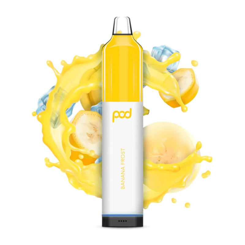 Pod Mesh 5500 Disposable | 5500 Puffs | 12mL - Banana Frost with background
