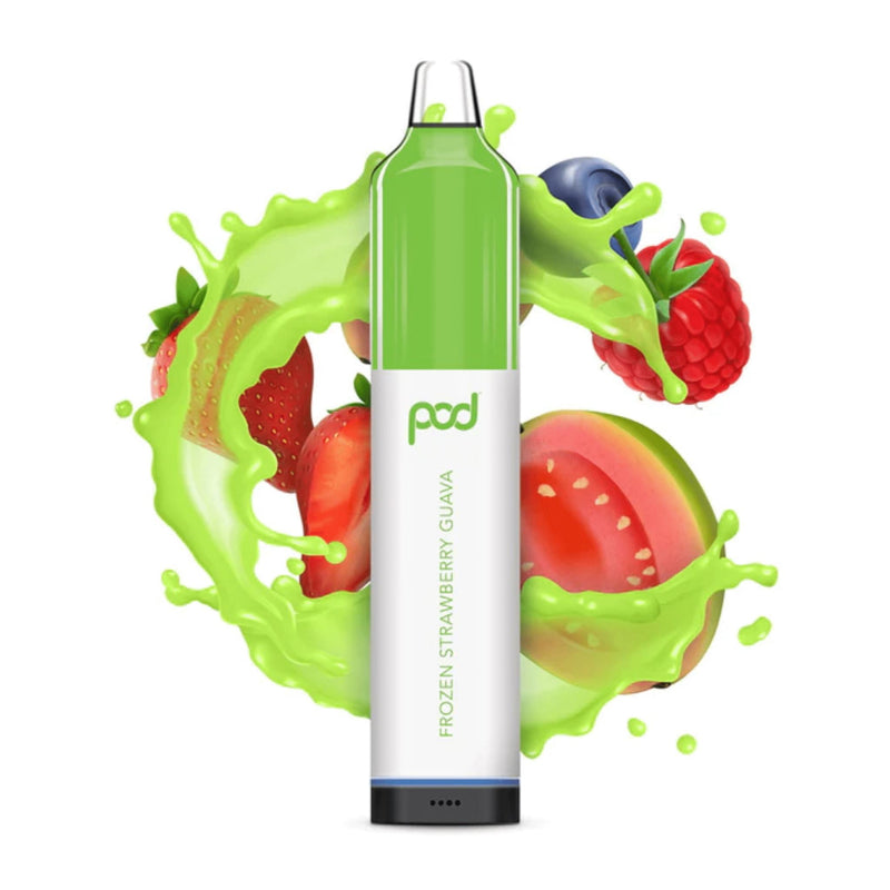 Pod Mesh 5500 Disposable | 5500 Puffs | 12mL - Frozen Strawberry Guava with background