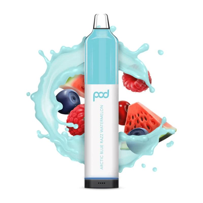 Pod Mesh 5500 Disposable | 5500 Puffs | 12mL - Arctic Blue Razz Watermelon with background