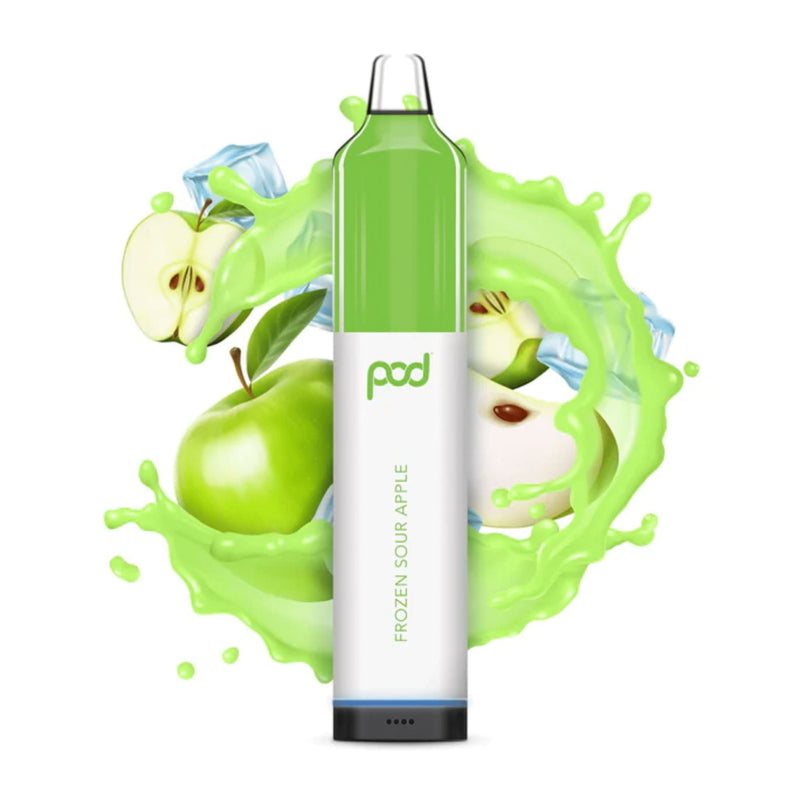 Pod Mesh 5500 Disposable | 5500 Puffs | 12mL - Frozen Sour Apple with background