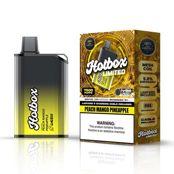 Puff HotBox Disposable | 7500 puffs | 16mL - Peach Mango Pineapple with packaging