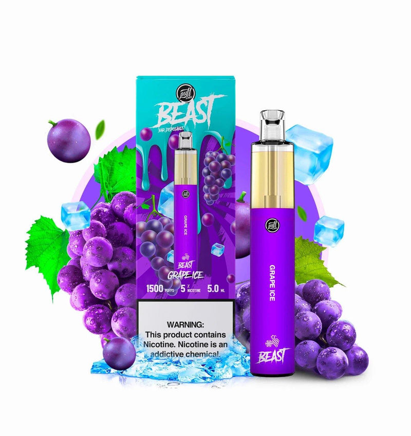 PUFF LABS | Puff Beast Bar Disposable 1500 Puff (Individual) grape ice with packaging