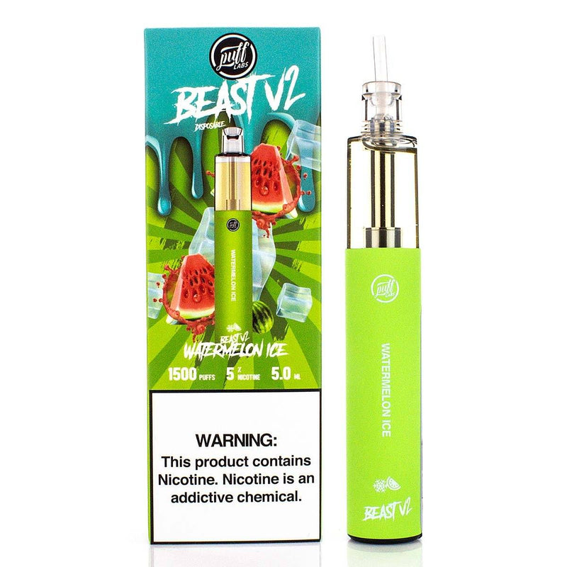 PUFF LABS | Puff Beast Bar V2 Disposable Device - 1500 Puff watermelon ice with packaging