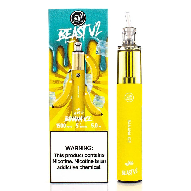 PUFF LABS | Puff Beast Bar V2 Disposable Device - 1500 Puff banana ice with packaging