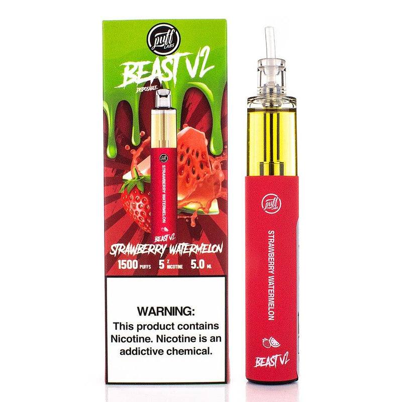 PUFF LABS | Puff Beast Bar V2 Disposable Device - 1500 Puff strawberry watermelon with packaging