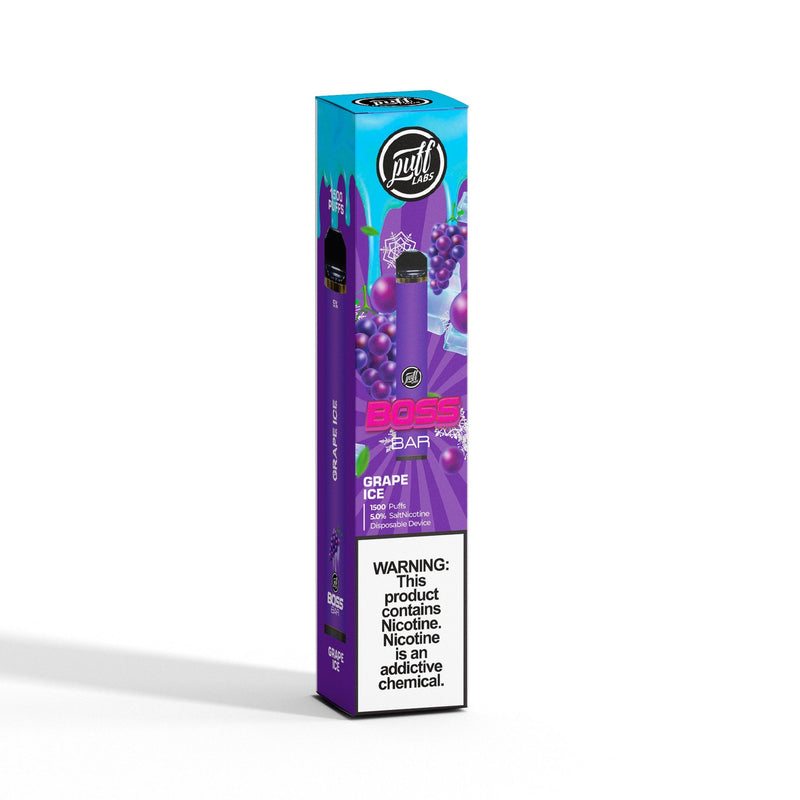PUFF LABS | Puff Boss Bar Disposable 5% Nicotine (Individual) grape ice packaging