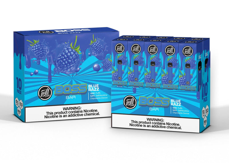 PUFF LABS | Puff Boss Bar Disposable 5% Nicotine (Individual) blue razz packaging