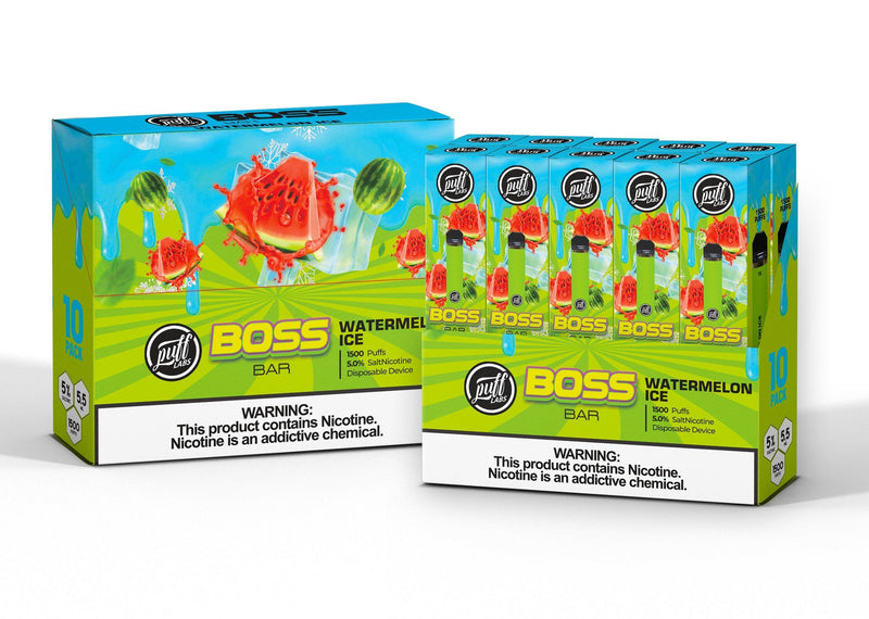 PUFF LABS | Puff Boss Bar Disposable 5% Nicotine (Individual) watermelon ice packaging