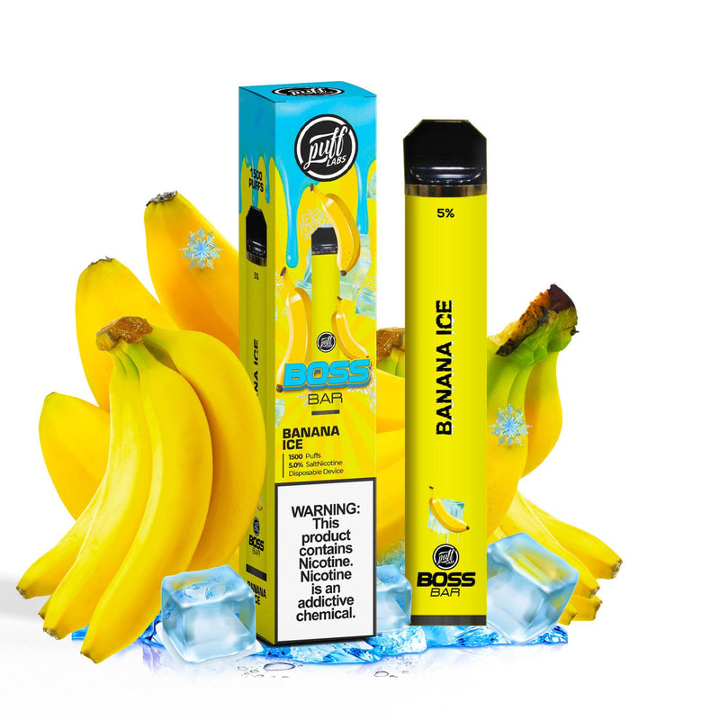 PUFF LABS | Puff Boss Bar Disposable 5% Nicotine (Individual) banana ice with packaging