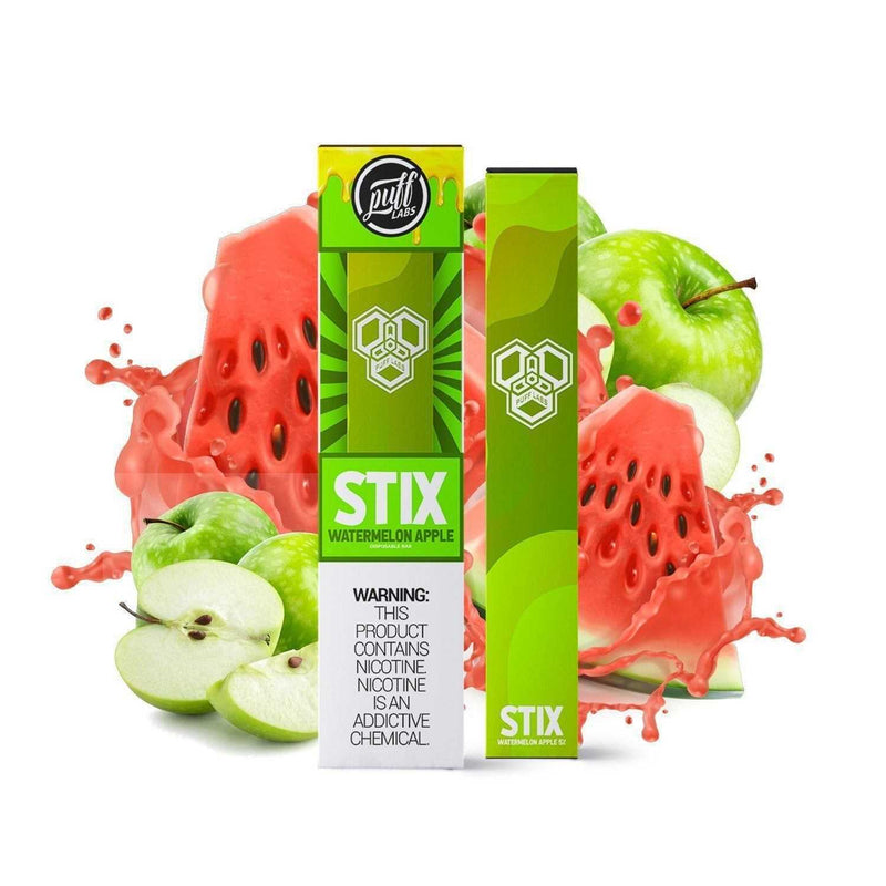 PUFF LABS | Puff STIX Disposable Bar 5% Nicotine (Individual) watermelon apple packaging with background