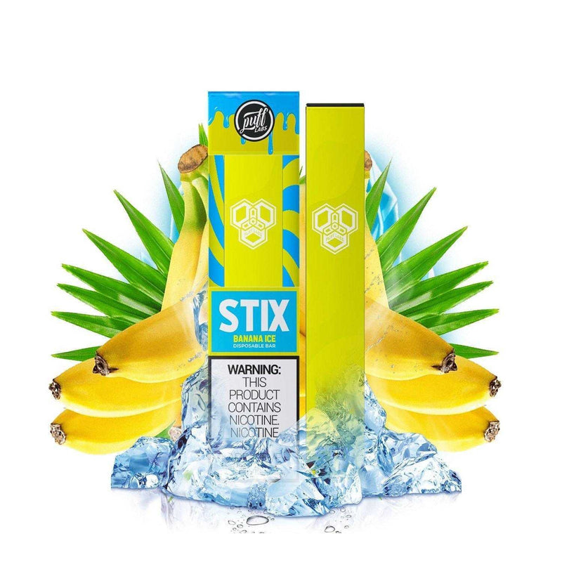 PUFF LABS | Puff STIX Disposable Bar 5% Nicotine (Individual) banana ice packaging with background
