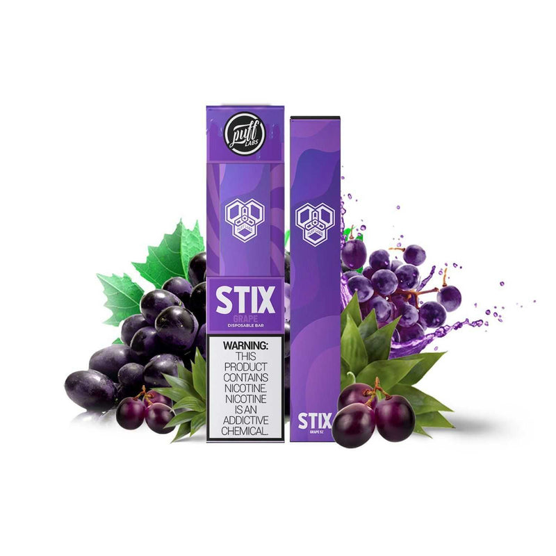 PUFF LABS | Puff STIX Disposable Bar 5% Nicotine (Individual) grape packaging with background