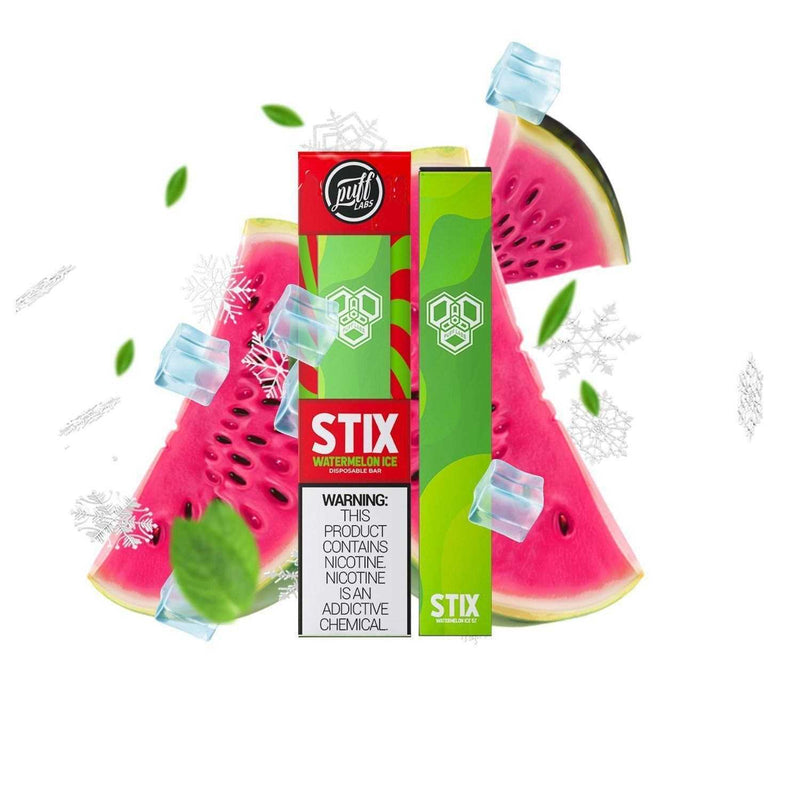 PUFF LABS | Puff STIX Disposable Bar 5% Nicotine (Individual) watermelon ice packaging with background