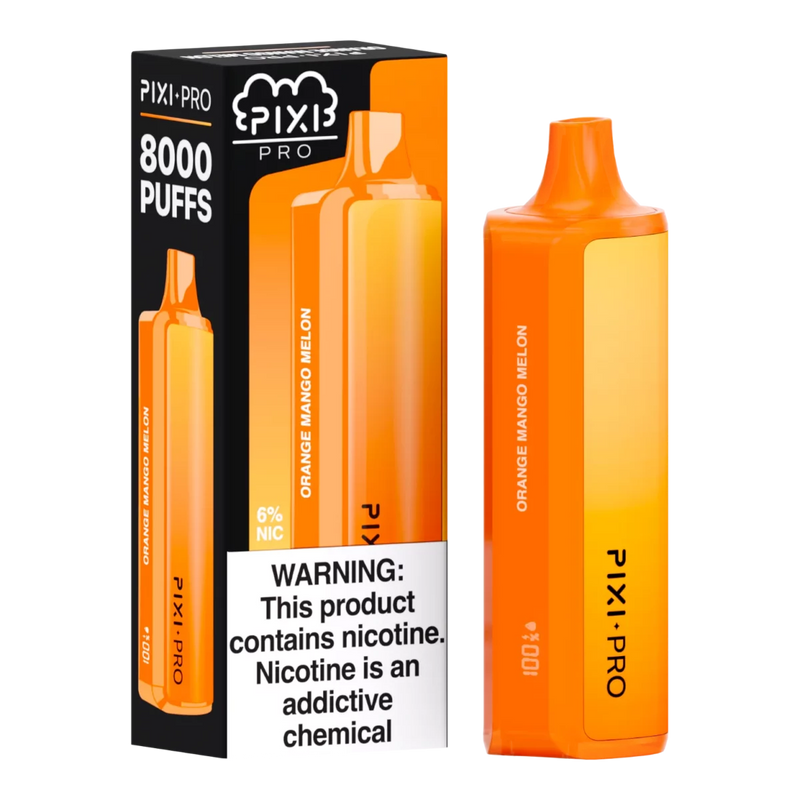 Pixi Pro Disposable 8000 Puffs 14mL 60mg - Orange Mango Melon with packaging