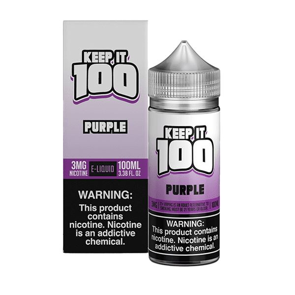 Purple by Keep It 100 Tobacco-Free Nicotine Series 100ml Bottlle with packaging