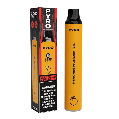 Pyro Disposable 2000 Puffs 6mL peaches N cream with packaging