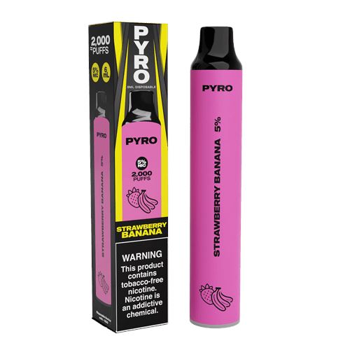 Pyro Disposable 2000 Puffs 6mL strawberry banana with packaging