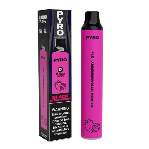 Pyro Disposable 2000 Puffs 6mL black strawberry with packaging