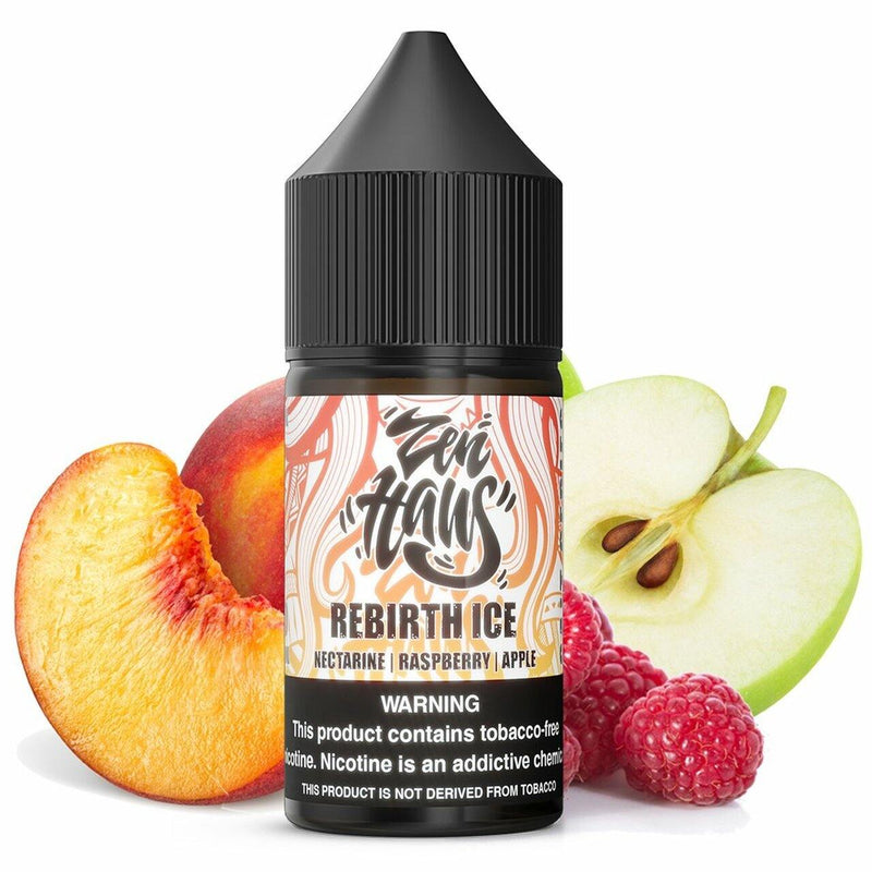 Rebirth ICE by ZEN HAUS SALTS E-Liquid 30ml bottle with packaging