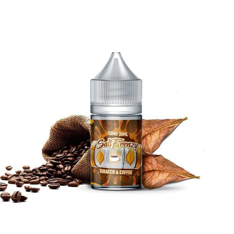 Coffee & Tobacco by Salt Frenzy 30ml bottle with background