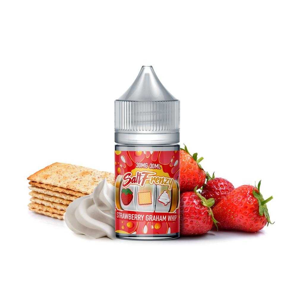SALT FRENZY | Strawberry Graham Whip 30ML eLiquid bottle with background