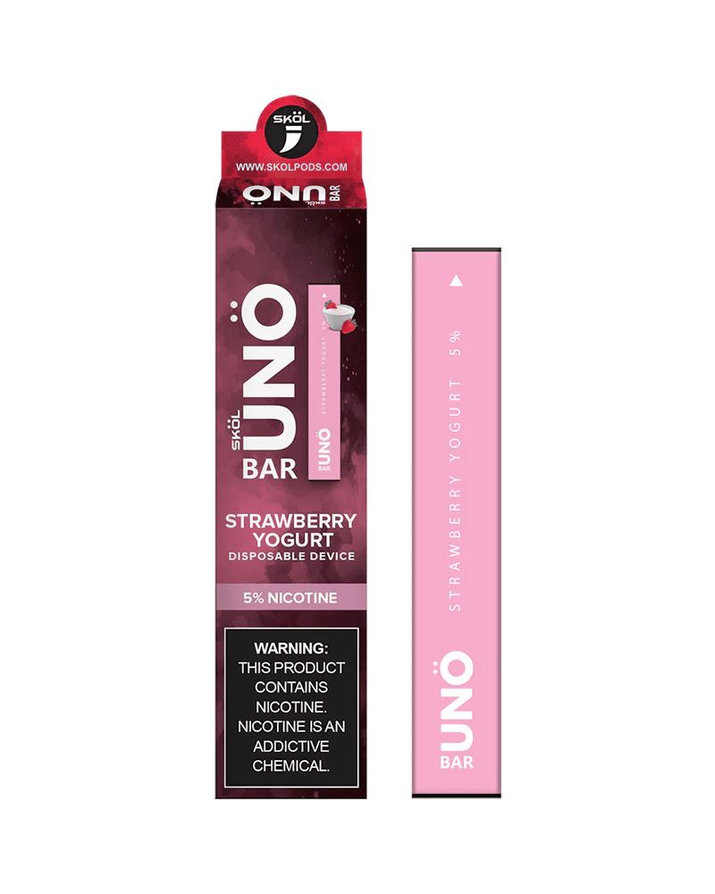 SKOL | UNO Bar Disposable 5% Nicotine (Individual) strawberry yogurt with packaging