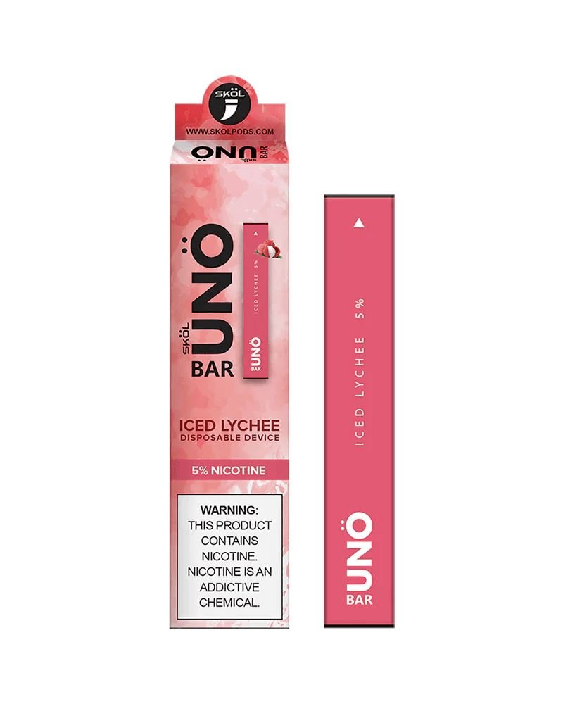 SKOL | UNO Bar Disposable 5% Nicotine (Individual) iced lychee with packaging