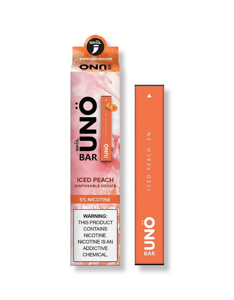 SKOL | UNO Bar Disposable 5% Nicotine (Individual) iced peach with packaging