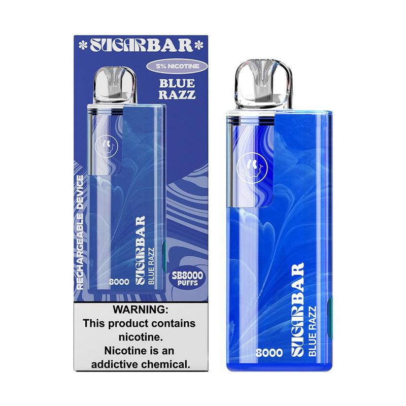 Sugarbar SB8000 Disposable 8000 Puffs 19mL 50mg blue razz with packaging