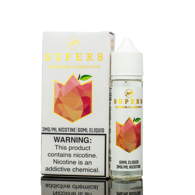 SUPERB X JAYBO PLATINUM COLLECTION | White Peach 60ML eLiquid with packaging
