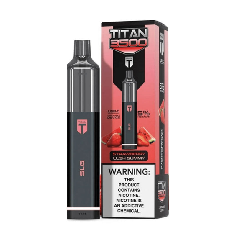 Titan Disposable | 3500 Puffs | 9mL Strawberry Lush Gummy with packaging