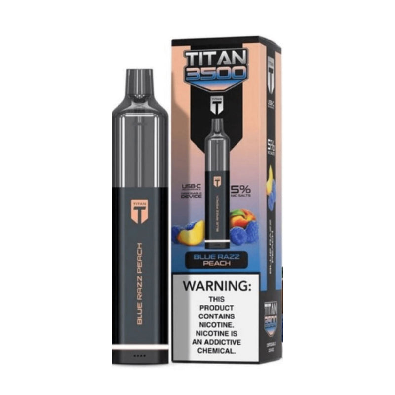 Titan Disposable | 3500 Puffs | 9mL Blue Razz Peach with packaging