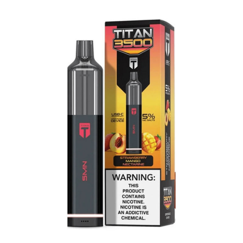 Titan Disposable | 3500 Puffs | 9mL Strawberry Mango Nectarine with packaging