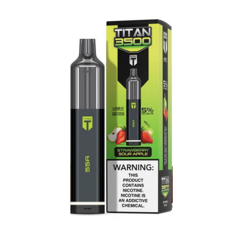 Titan Disposable | 3500 Puffs | 9mL Strawberry Sour Apple with packaging
