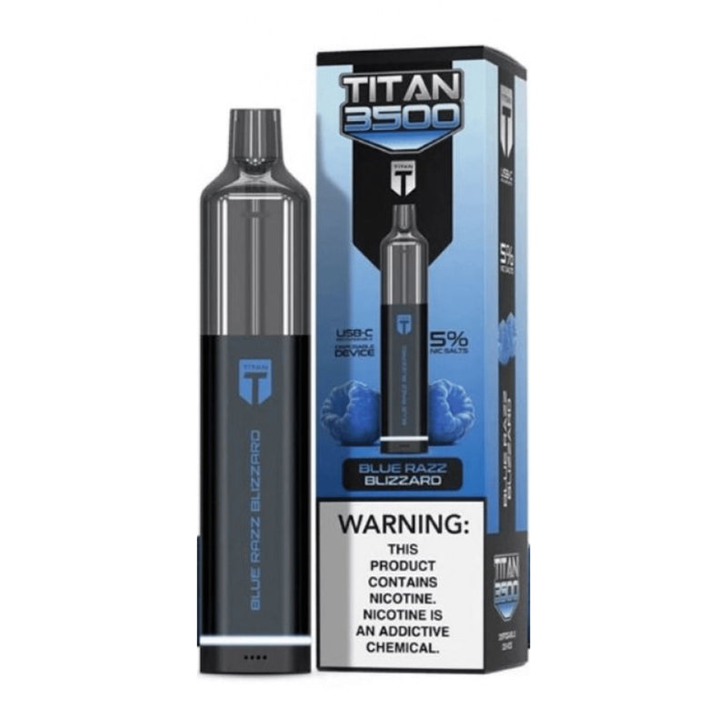 Titan Disposable | 3500 Puffs | 9mL Blue Razz Blizzard with packaging