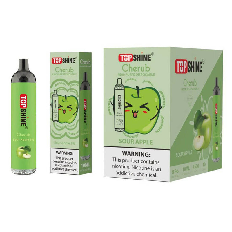 Topshine Disposable 4500 Puffs 10mL sour apple with packaging