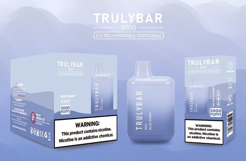 Truly Bar (Elf Edition) 5000 Puffs 13mL blue gummy with packaging