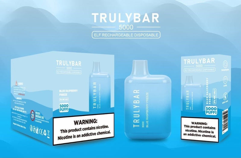 Truly Bar (Elf Edition) 5000 Puffs 13mL blue raspberry freeze with packaging