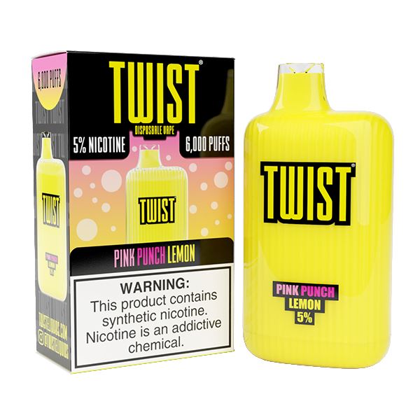 Twist Disposable 6000 | 15mL | 50mg pink punch lemon with packaging