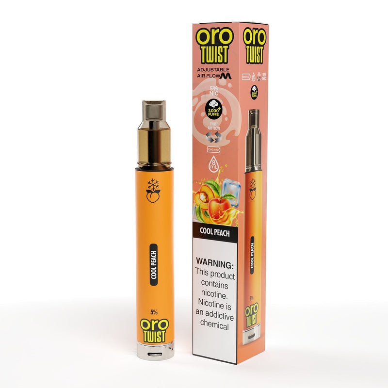 Twist Oro Flow Disposable 3000 Puffs - Individual cool peach with packaging