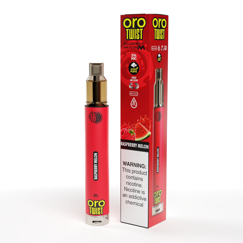 Twist Oro Flow Disposable 3000 Puffs - Individual raspberry lemon with packaging