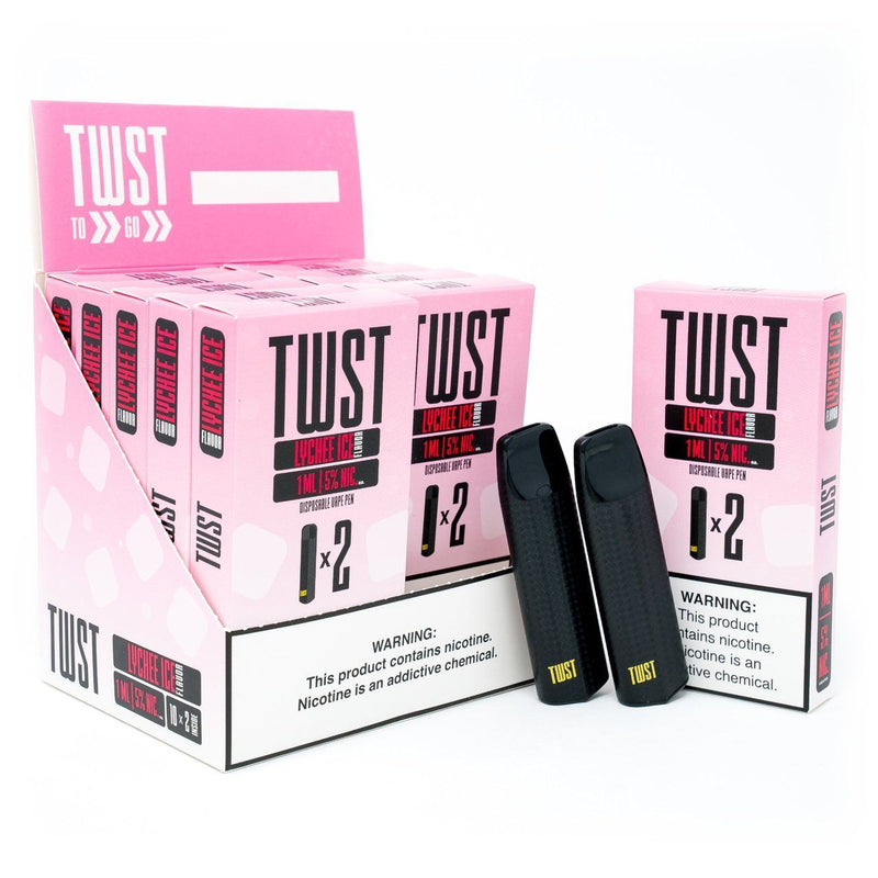 TWST E-liquids Disposable (2 Packs - Box of 10) lychee ice with packaging