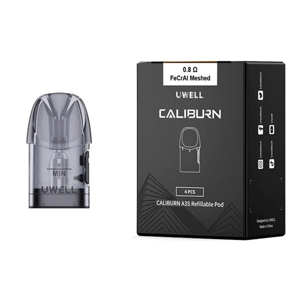 Uwell Caliburn A3 Replacement Pods | 2-Pack 0.8ohm with packaging