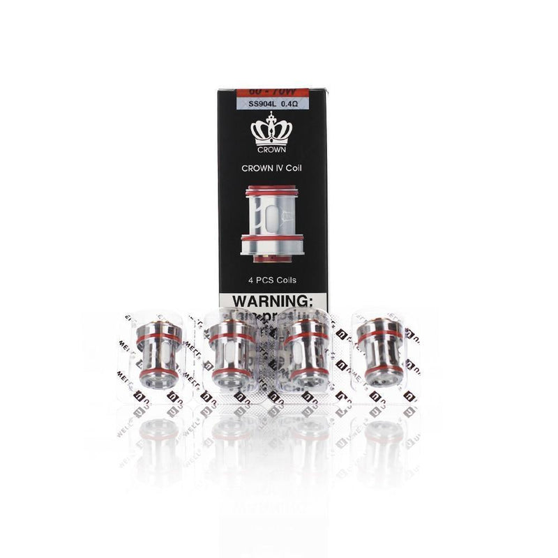 Uwell Crown 4 Replacement Coils (Pack of 4) SS904L 0.4 ohm with packaging